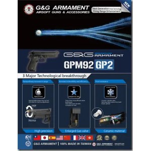 Страйкбольный пистолет GPM92 GP2 pistol replica - black GAS-M92-GP2-BBB-ECM [G&G]